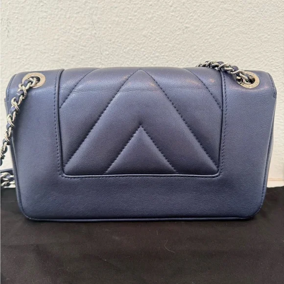 CHANEL Sheepskin Quilted Small Dark Navy Mademoiselle Double Flap Bag - Picture 6 of 14